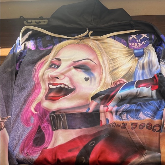 DC Comics Tops - DC Comics Harley Quinn Graphic Hoodie - Black, Pink, Blue